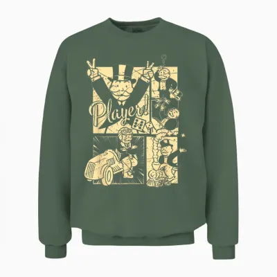 Monopoly Man Player Mount T-Shirt, Blue, S Unisex Sweatshirt - Military Green