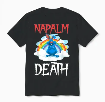 Napalm Tod Rainbow Bunny Rosa Napalm Death Hase Unisex T-Shirt - Black