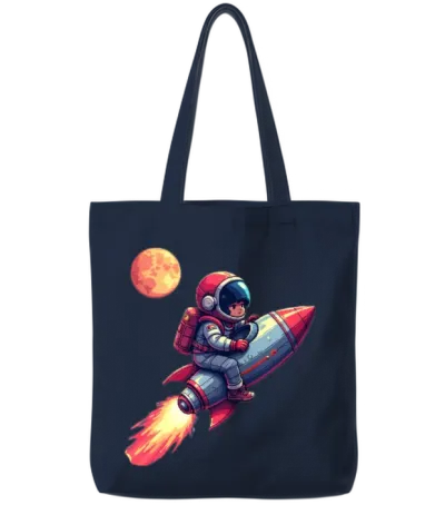 Retro Pixel Space Quest Tote Bags - Navy