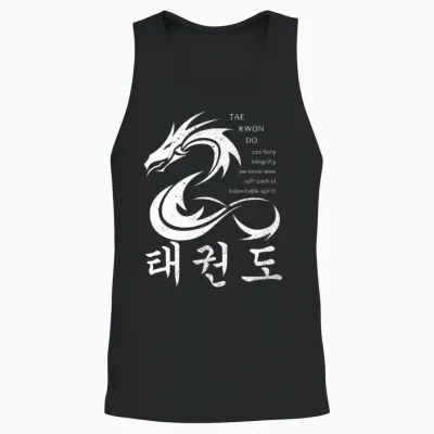 Dragon W/ Korean Taekwondo Symbols & 5 Tkd Tenets Unisex Tank Top - Black