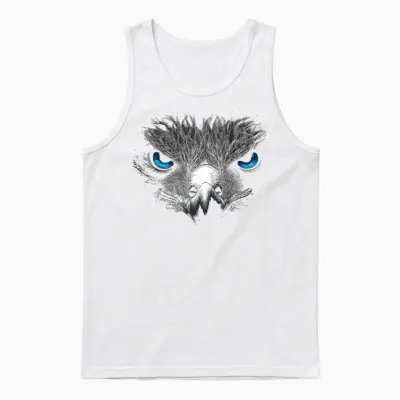Adler Vogel Grafik Tier Illustration Blaue Augen Adler Unisex Tank Top - White