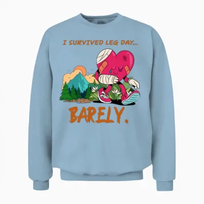 Funny Heart T-Shirt Design, Fitness and Wellness Unisex Sweatshirt - Light Blue