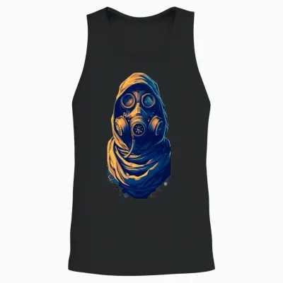 Urban Gas Mask Hooded Design Unisex Tank Top - Black