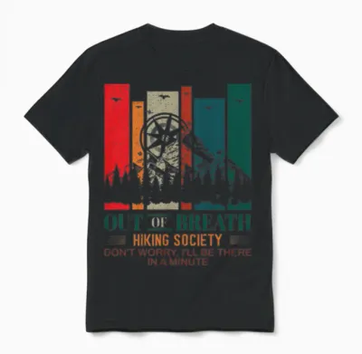 Out of Breath Hiking Society Unisex T-Shirt - Black