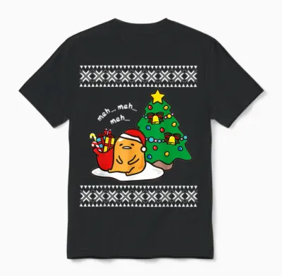 Gudetama Ugly Christmas Unisex T-Shirt - Black