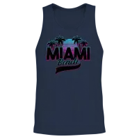 Retro Miami Beach Sunset Palm Trees Unisex Tank Top - Navy – 2