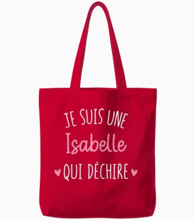 Personalised Women's Gift Name Isabelle Qui Déchire T-Shirt, Black, Female X-Small Tote Bags - Red