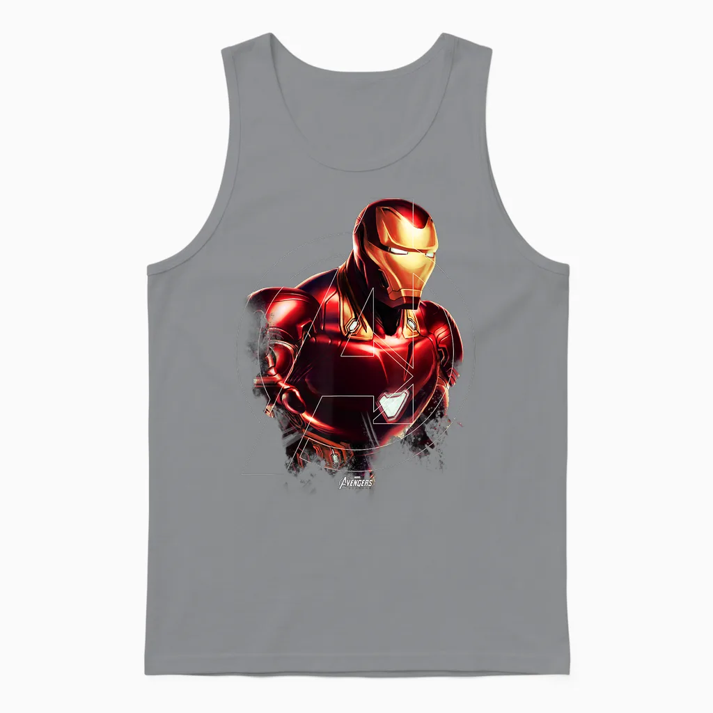 Marvel Avengers Endgame Iron Man Portrait Unisex Tank Top in Sport Grey
