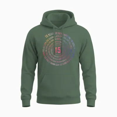 15 Years Birthday Helix 15 Years Boy Girl Birthday Unisex Hoodie - Military Green
