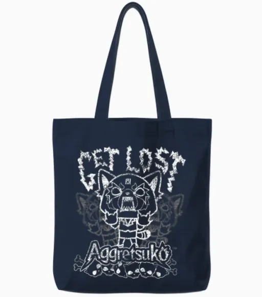 Aggretsuko "get Lost" Rage Tote Bags in Navy