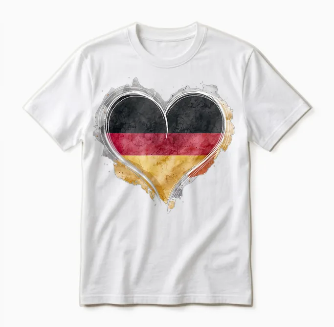 Leuchtendes Herz, Deutsche Flagge, Farben, Deutschland-Fan Unisex T-Shirt in White