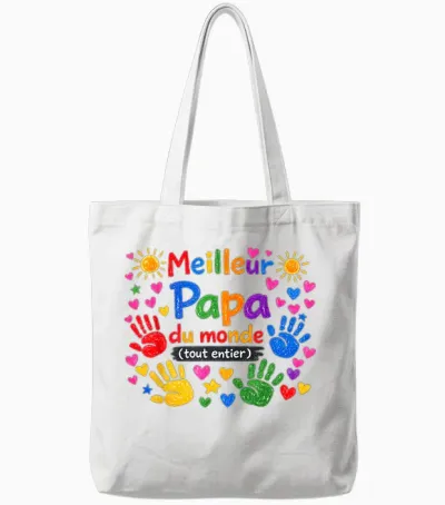 Gift Best Dad in the World Original Father's Day Christmas Tote Bags - White