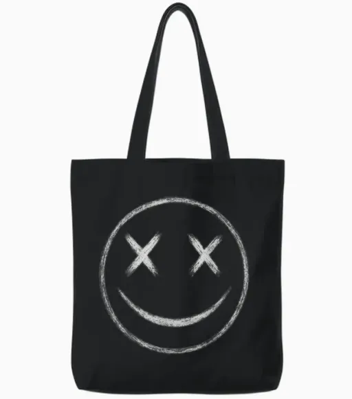 Halloween Smiley Face Tote Bags - Black