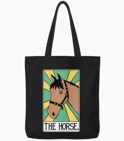 The Horse Tarot Card Tote Bags - Black