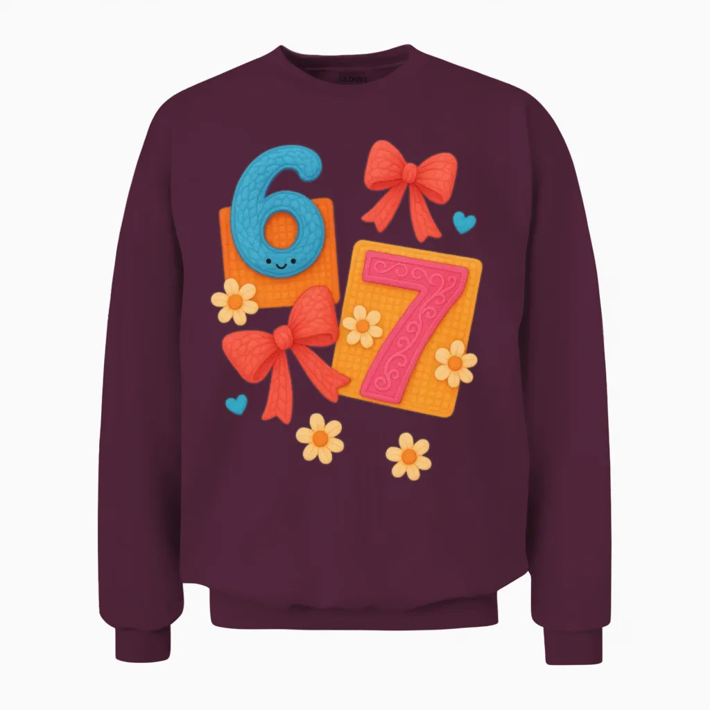 Ultra Trending Kawaii Birthday Numbers Tee β Unisex Sweatshirt in Maroon