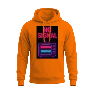 No Signal Retro Neon Unisex Hoodie - Safety Orange