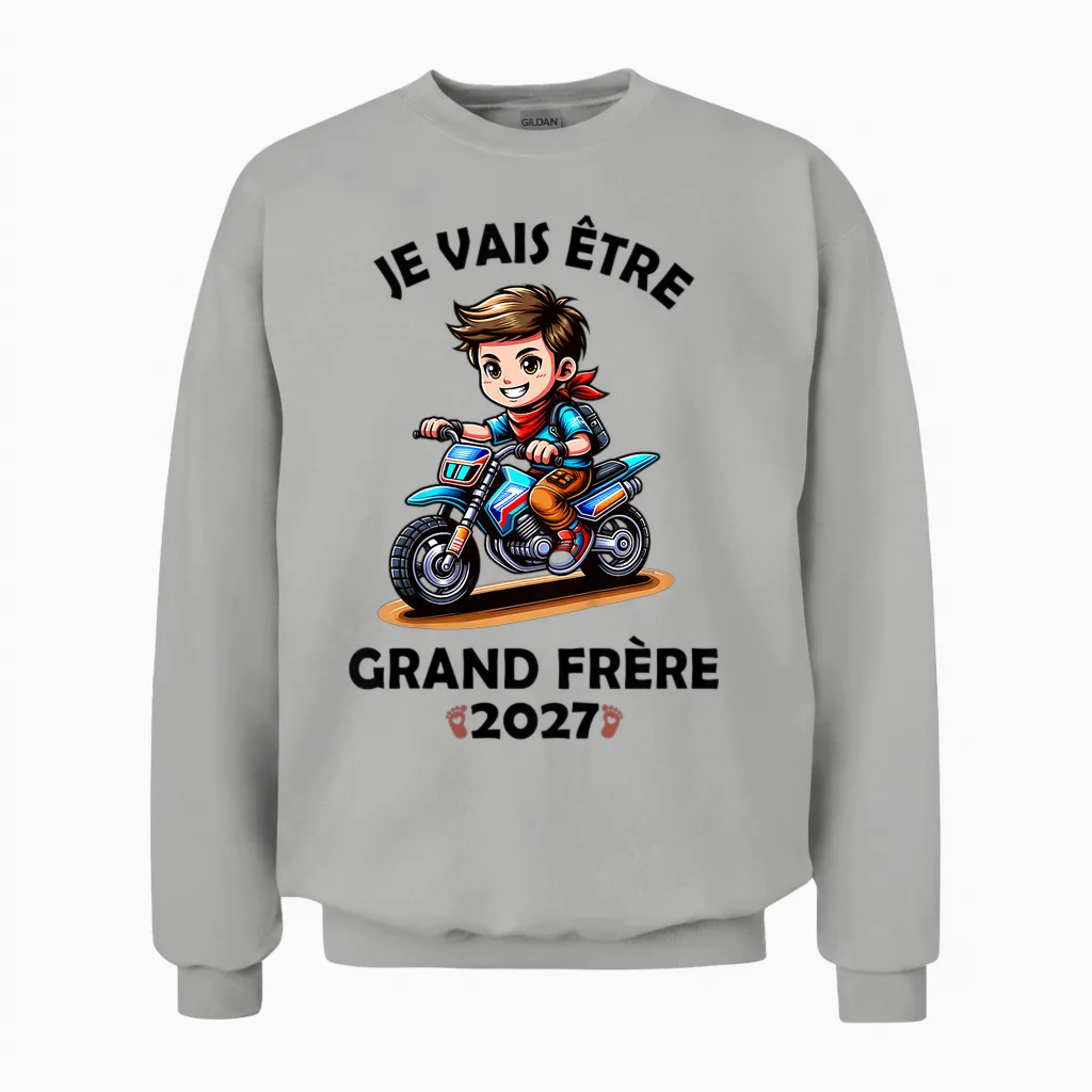 Enfant Je Vais Etre Grand Frère 2027 Futur Grand Frere Unisex Sweatshirt in Ash