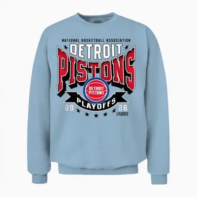 Nba Official 2026 Playoffs Detroit Pistons Next Unisex Sweatshirt - Light Blue