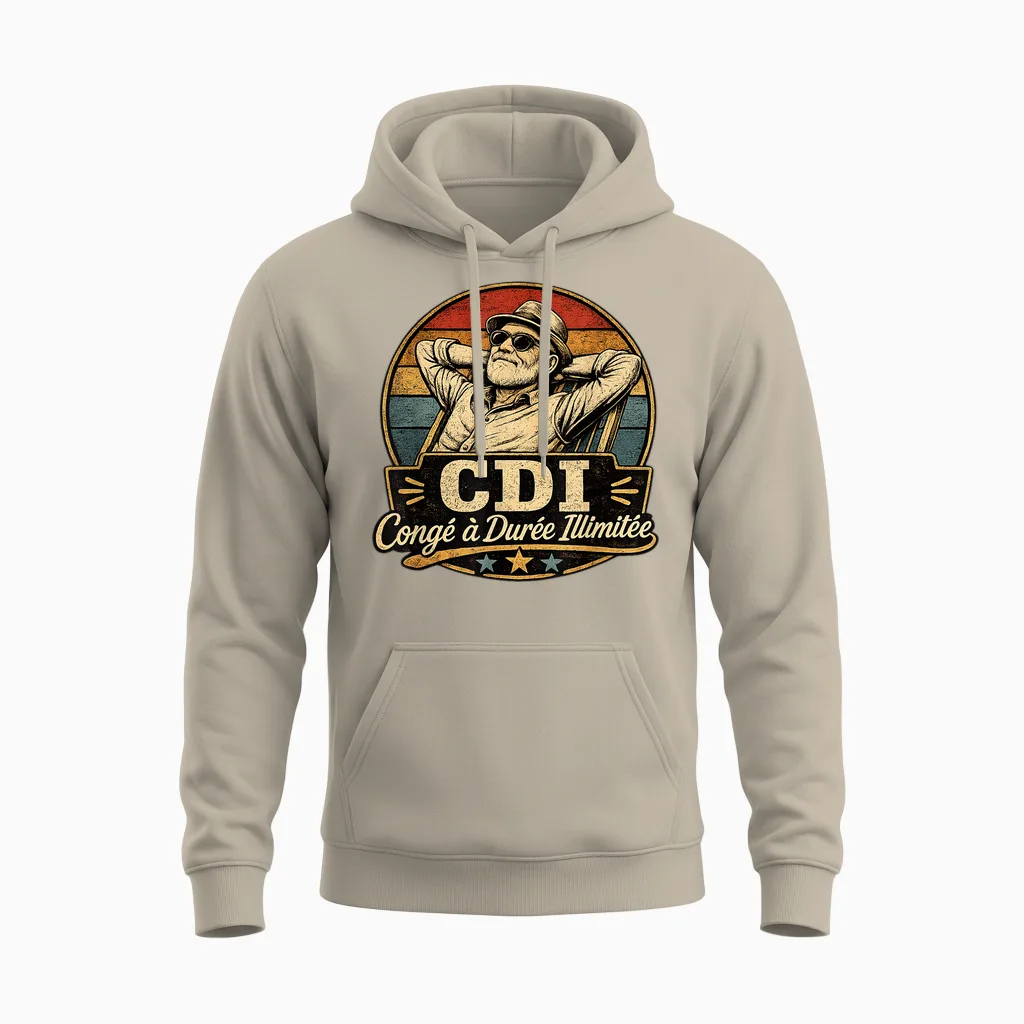 Cadeau Retraité Homme Original Humour Congé Durée Ilimitée Unisex Hoodie in Sand
