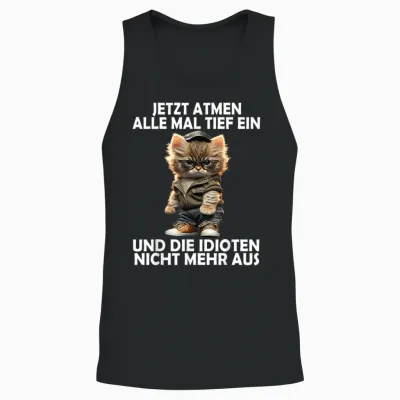 Now Breathe All Deep a Cat Funny Men Women Cats T-Shirt, Black Unisex Tank Top - Black