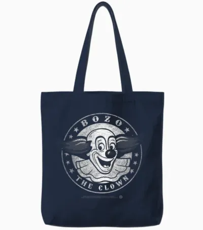 Bozo the Clown Faded Vintage T-Shirt, Black, S Tote Bags - Navy