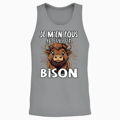 Je M'en Fous Je Suis Un Bison - Bison Mignon T-Shirt, Black, S Unisex Tank Top - Sport Grey