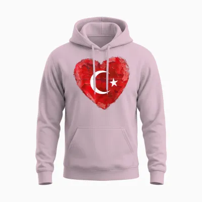 Türkei T-Shirt Mit Herz Türkische Flagge Türk Türkiye Unisex Hoodie - Light Pink