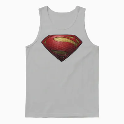 Superman Man of Steel Shield T-Shirt, Black Unisex Tank Top - Ash