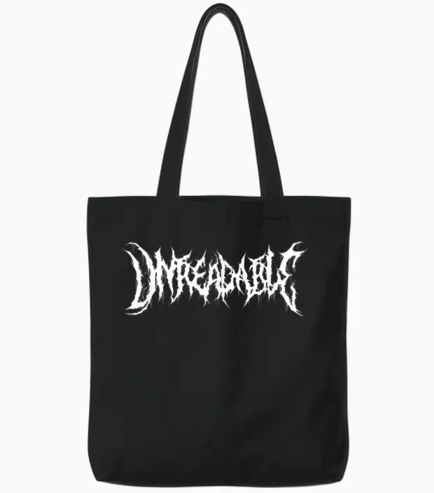 Unreadable. Death Metal, Extreme Black Metal Band Funny Rock Tote Bags in Black