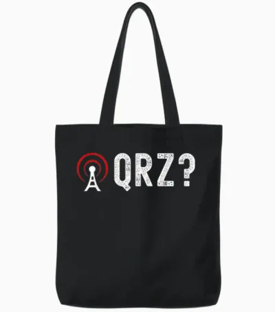 Amateurfunk - Qrz? T-Shirt - Schwarz - Small - Unisex - Kurzarm - Klassisch - Ham Radio Morse Code Design - Hobby-T-Shirts - Unisex-Erwachsene Tote Bags - Black