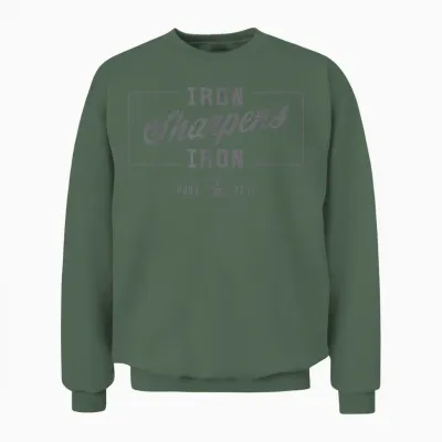 Iron Sharpen's Iron Christian Men Bible Scripture Gym Workout Unisex Sweatshirt - Military Green
