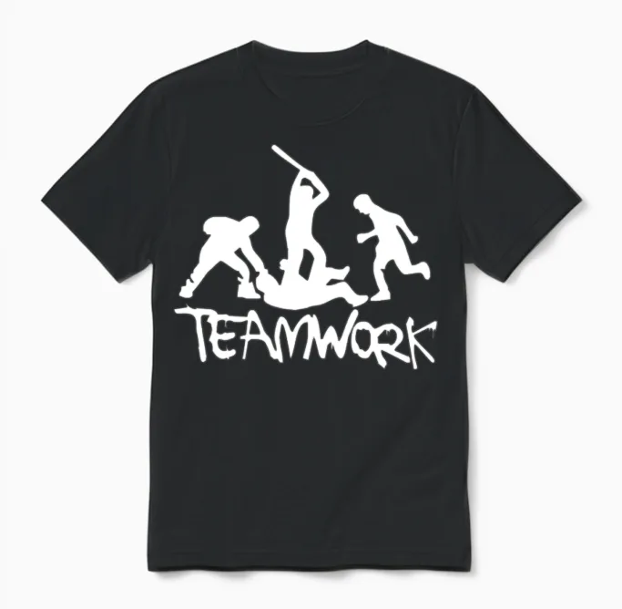 Teamwork Mens Funny Unisex T-Shirt in Black