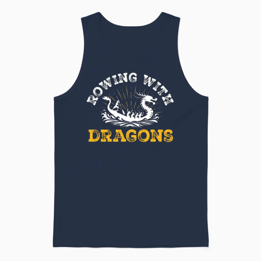 Rowing with Dragons Dragonboat Unisex Tank Top in Navy
