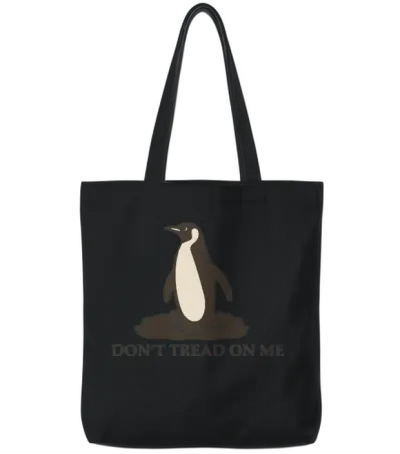 Don’t Tread on Me Penguin Shirt – Funny Tariffs Po Tote Bags - Black