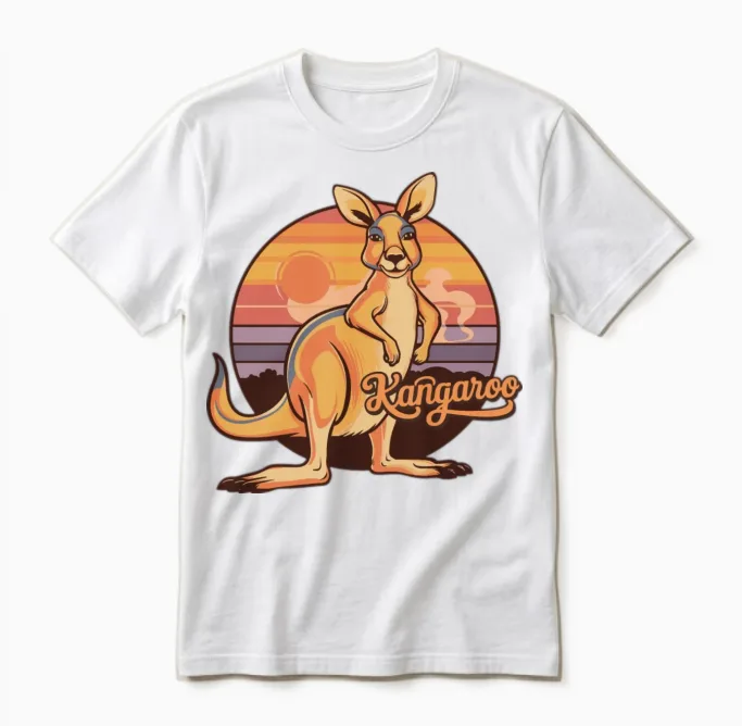 Funny Kangaroo Retro Vintage Unisex T-Shirt - White