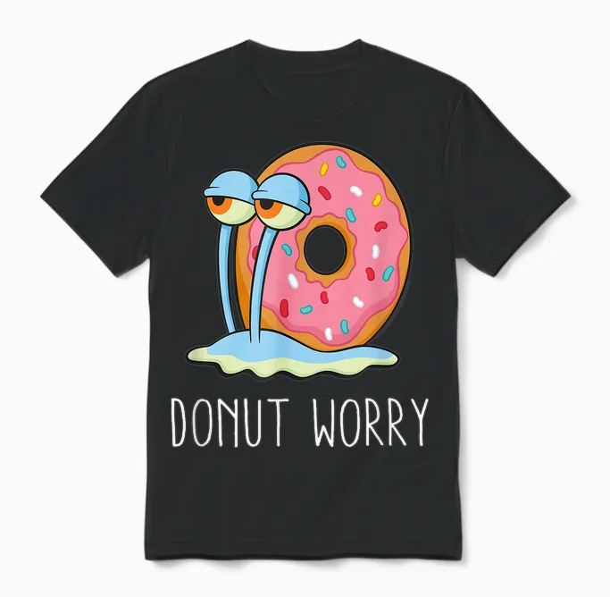 Spongebob Schwammkopf Donut Worry Gary Unisex T-Shirt in Black