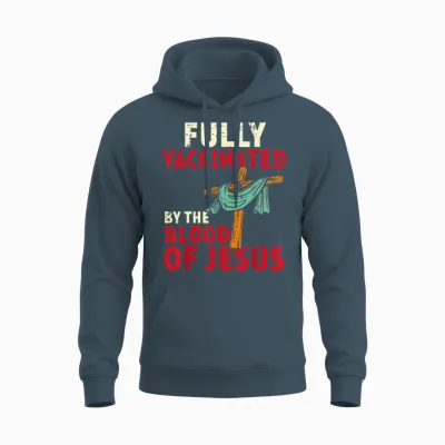 Fully Vaccinated by Blood of Jesus Unisex Hoodie - Dark Heather