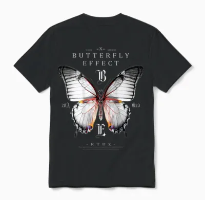 Effect Butterfly Insect Moth Butterfly Chaos Butterfly T-Shirt, Black Unisex T-Shirt - Black