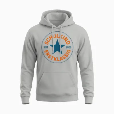 Schulkind 2026 Einschulung Stern Motiv Erstklassig Kinder Unisex Hoodie - Ash