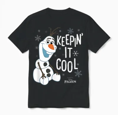 Disney Frozen Olaf Keepin It Cool T-Shirt, Black Unisex T-Shirt - Black