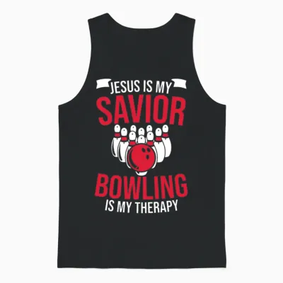 Funny Christian Jesus Bowling Design Unisex Tank Top - Black