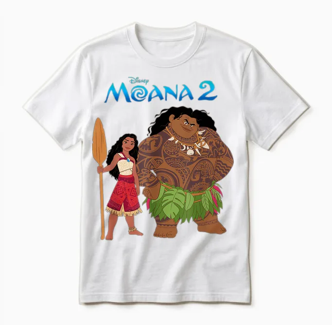 Disney Moana 2 Maui & Moana Oceania Duo T-Shirt, Gray Unisex T-Shirt in White