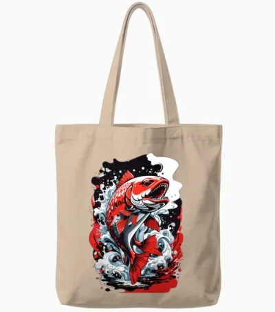 Fanny, Beautiful Red Fish Design .cool Fish Design Tote Bags - Natural