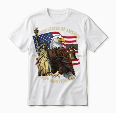 250 Years 1776-2026 250th Birthday Eagle Liberty Bell Unisex T-Shirt - White