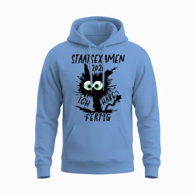 Staatsexamen 2026 T-Shirt with German Text "ich Habe Fertig Staatsexamen Geschafft" Unisex Hoodie - Carolina Blue