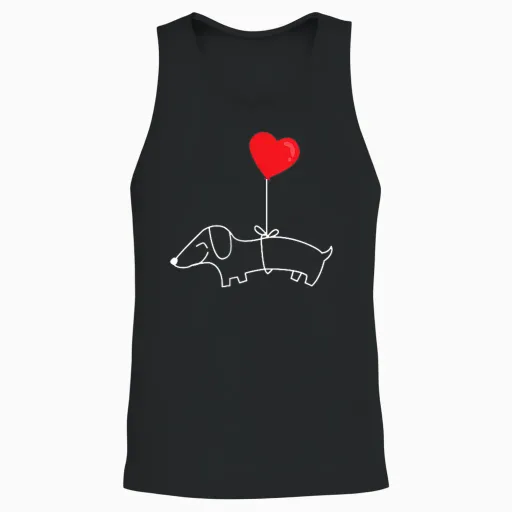 T-Shirt with Dachshund Dacheliebe Heart Dachshund Daggel Dachel, Black Unisex Tank Top - Black