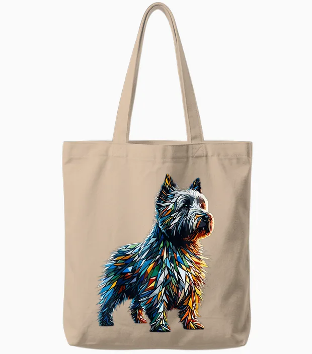 Polygon Art Cairn Terrier Terrier Tote Bags in Natural