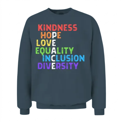 Kindness Peace Equality Inclusion Diversity Human Unisex Sweatshirt - Dark Heather