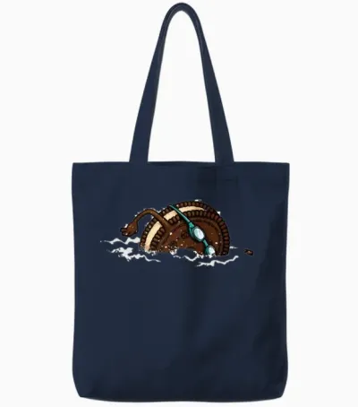 Funny Swimming Oreo Tote Bags - Navy