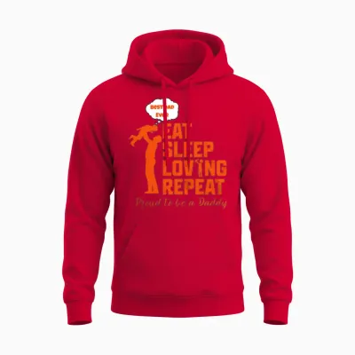 Best Dad Ever Gift - Eat Sleep Love Repeat Unisex Hoodie - Red